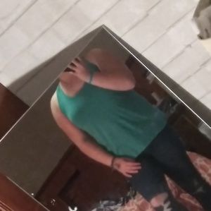 Aqua green tank, grey white stripe